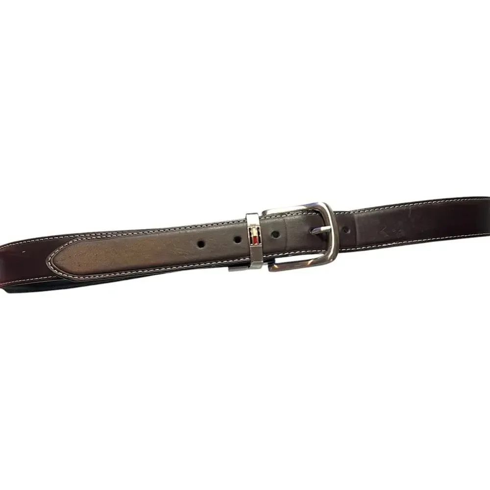 TOMMY HILFIGER LEATHER BELT Brown Black Leather Men’s Size 38 FAST SHIP 1343-24
